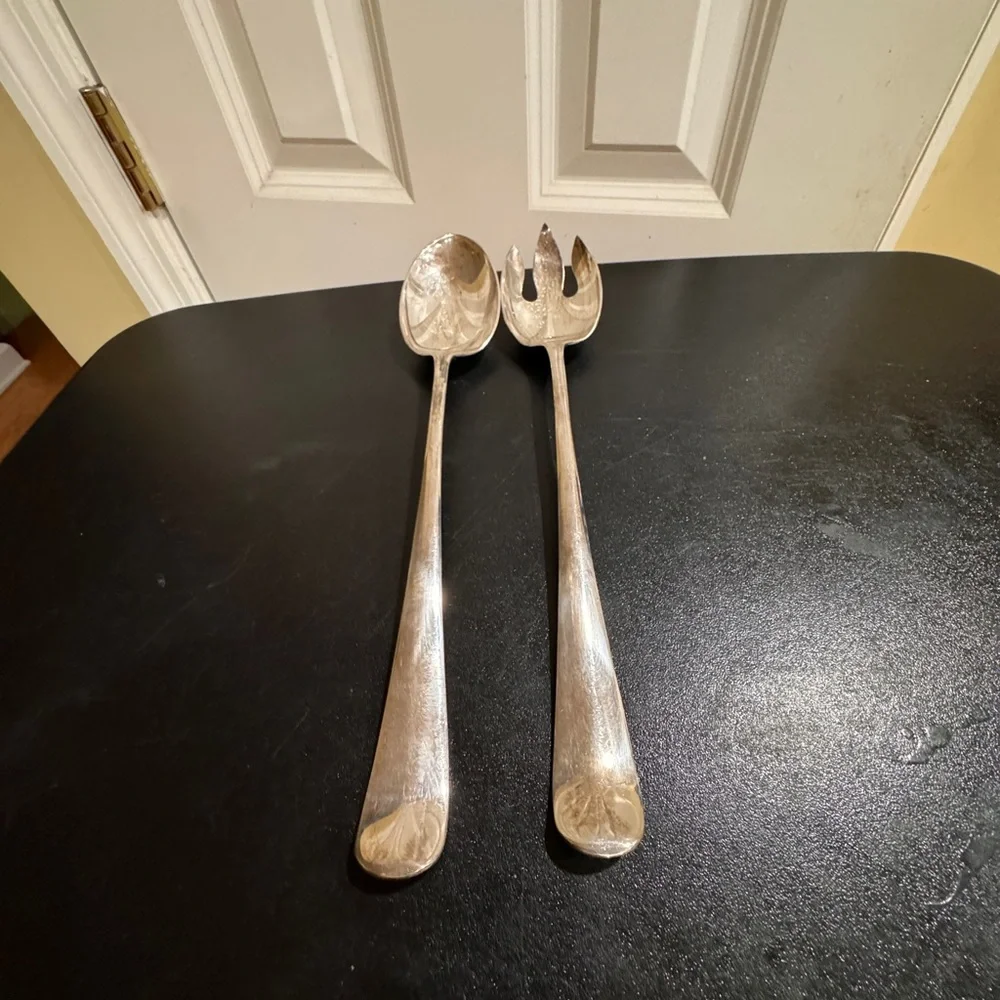 Gerity Georgian silver plated spoon and fork serving set